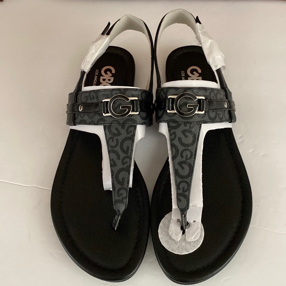 GBG Los Angeles monogram black /gray sandals size 9M strap with buckle closure 🌹 - Picture 3 of 9